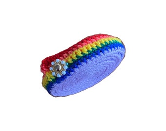 Schneckenband  - Regenbogen  mit schönen Knopf