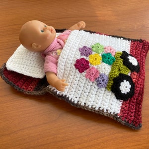 Puppenbettchen - Schlafsack für Puppen ca. 20 cm  Blumenwagen   sofort lieferbar  !!!