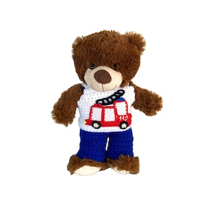 Calça e blusa para Teddy 30 cm com roupa de urso de bombeiro!