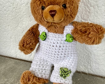 Trägerhose für Teddy 20  cm oder Plüschaffe 20 cm mit Frosch   Bärenkleidung ! sofort lieferbar !