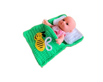 Puppenbettchen - Schlafsack für Puppen ca.15 cm  Biene   sofort lieferbar !!!