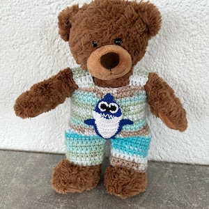 Bib pants for teddy 30 cm with crochet appliqué shark other color bear clothing!