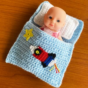 Doll bed - sleeping bag for dolls approx. 15 cm rocket with star available immediately!!!