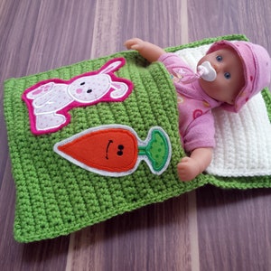 Doll bed - sleeping bag for dolls approx. 20 cm rabbit with carrot available immediately!!!