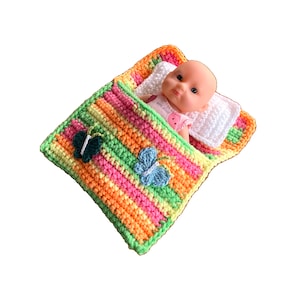 Doll bed - sleeping bag for dolls approx. 15 cm butterfly