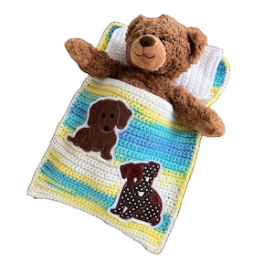 Doll bed - sleeping bag for dolls 30 cm or teddy bear 30 cm with dogs available for immediate delivery!