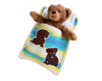 Puppenbettchen - Schlafsack für Puppen 30 cm  oder Teddybär 30 cm mit  Hunde sofort lieferbar !