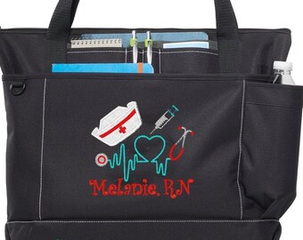 Personalized Nurse Tote Bag – Embroidered Medical Design, RN LPN CNA