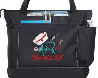 Free Priority Mail Shipping - Personalized Nurse Stethoscope Tote Bag - RN LPN CNA - More Colors - monogrammed