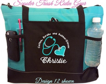 Free Priority Mail Shipping - Personalized Nurse Stethoscope Tote Bag - RN LPN CNA - monogrammed New