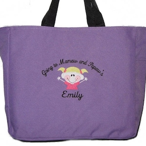 FREE Priority Mail SHIPPING - Personalized Tote bag - Going 2 GRANDPARENTS house girl or boy New - More Colors