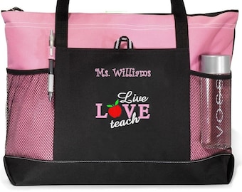 PERSONALISED MADE TO ORDER END OF YEAR TEACHER TOTE BAG PINK