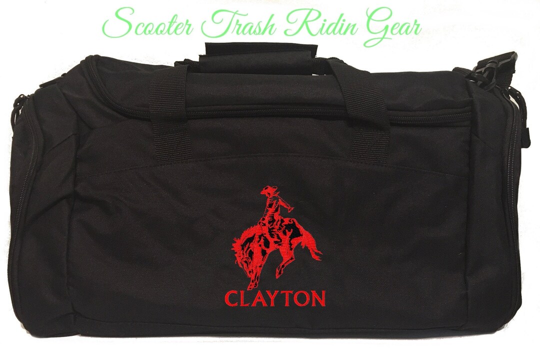 Personalized Saddle Bronc Riding Rider Rodeo Small Duffle Bag With Black Trim NEW Monogram FREE