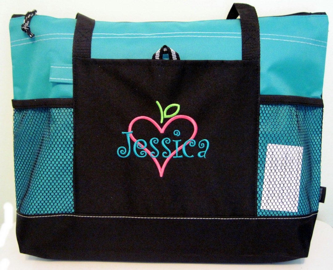 Free Priority Mail Shipping - Personalized Teacher Tote Bag - Apple ...