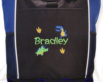 PERSONALIZED Dinosaur Tote Bag diaper baby beach shopping monogrammed New