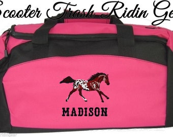 Horse PVC Coated Travel or Gym Bag Salmon Pink 