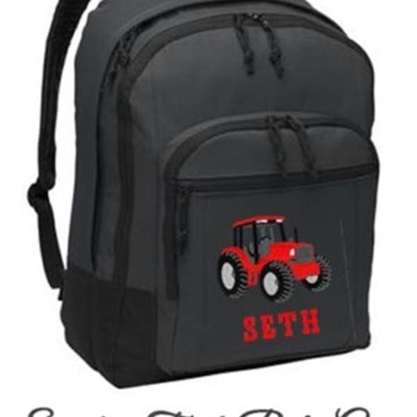 FREE SHIPPING - Tractor Farm Backpack    Personalized Monogrammed Backpack Book Bag school tote  - NEW