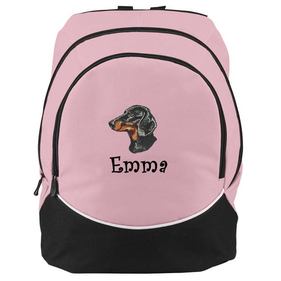 DACHSHUND Dog Blue Backpack school book bag PERSONALIZED monogrammed NEW