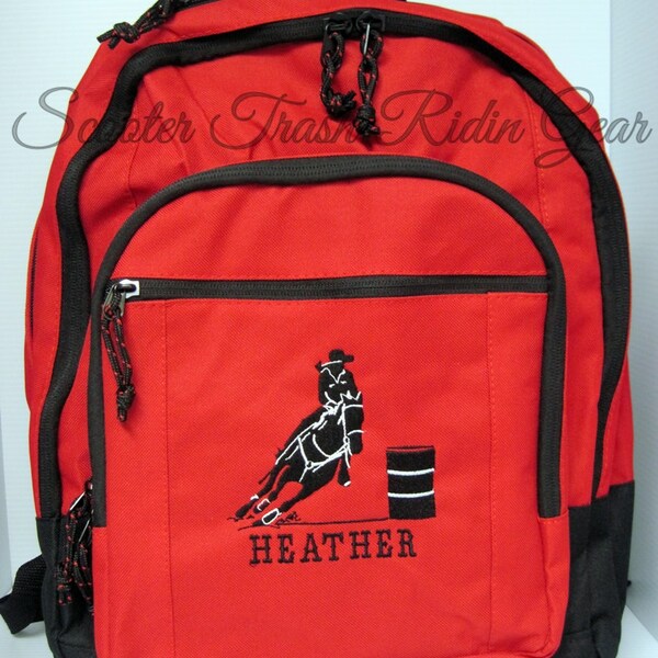 FREE SHIPPING - Barrel Racing Racer  Personalized Monogrammed Backpack Book Bag school tote  - NEW