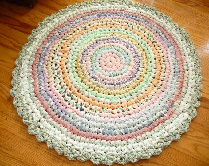 Rag Rug Round Handmade Cotton Crochet Rug 37 Shades of Etsy