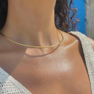 Greek Goddess Hammered Gold Choker Necklace - Made in Greece