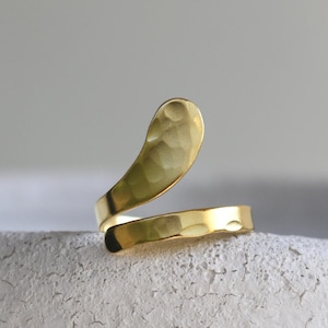 Ancient Greek Goddess 22K Gold Hammered Abstract Snake Ring - Made in Greece