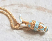 24K Gold Vermeil Enamel Ancient Greek AMPHORA Vase Necklace