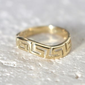 CUSTOM MADE to Order - Solid Gold 14K Gold MEANDROS Greek Key Ring - Made in Greece