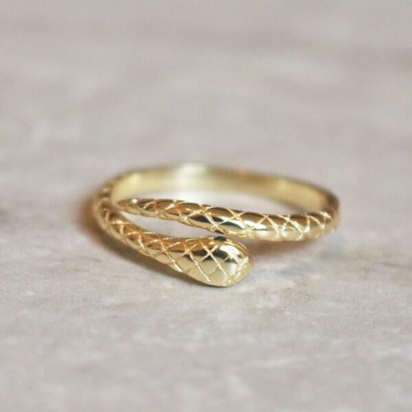 Vermeil & Black Spinel Snake Rings - Sizes 5 6 7 8