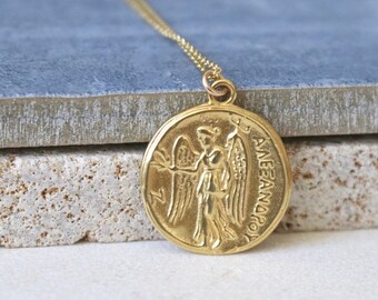 古代ギリシャの女神アテナとニケのコインネックレス - ギリシャ製