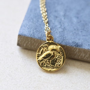 Vermeil Ancient Greek Owl of Athena Coin Necklace - Made in Greece