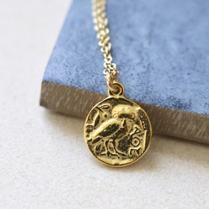 Double Sided Vermeil Ancient Greek Owl of Athena Coin Necklace