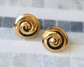 Vintage Gold SPEIRA Spirale Muschel Ohrstecker Ohrclips