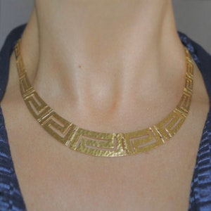 2 STYLES - Hammered Gold Vermeil Ancient Greek MEANDROS Necklace