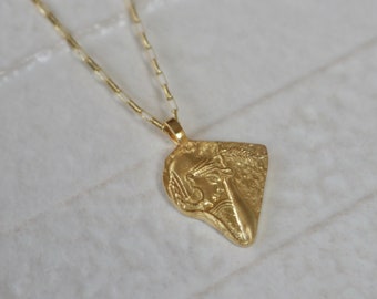 14K Gold Ancient Greek Minoan Saffron Gatherers Coin Medallion Necklace - Made in Greece