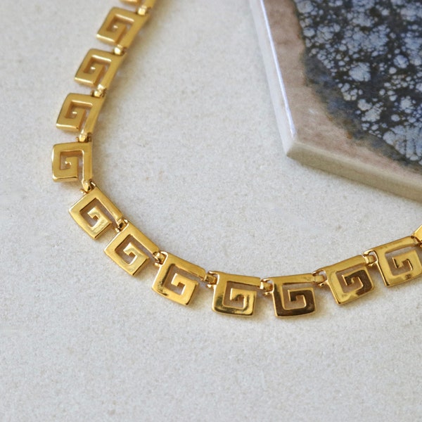 Gold Vermeil Ancient Greek MEANDROS Necklace