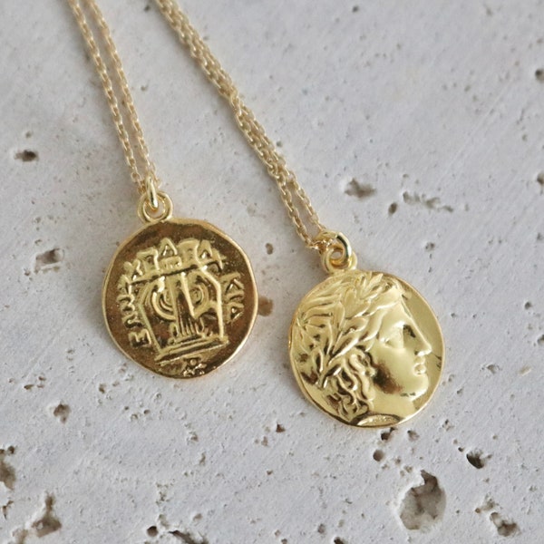 Ancient Greek APOLLO & LYRE Musical Instrument Medallion Coin Necklaces