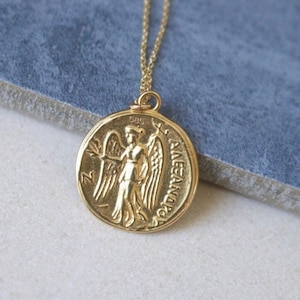 Ketting oude Griekse godin Athena en Nike munt - gemaakt in Griekenland