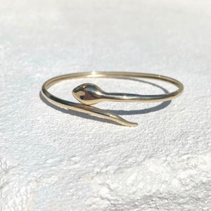 CUSTOM Made to Order - 14K Gold Snake Cuff Bangle Bracelet - Made in Greece
