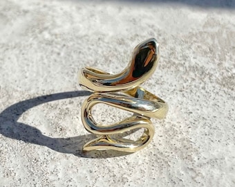 CUSTOM Made to Order -  14 Karat Gold Serpentine Ring - Made in Greece