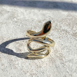 CUSTOM Made to Order -  14 Karat Gold Serpentine Ring - Made in Greece