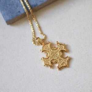 24K Gold Vermeil Altgriechische Byzantiner Kreuz Halskette Bild 2