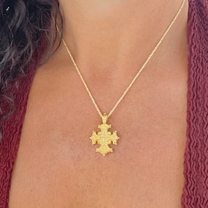 24K Gold Vermeil Altgriechische Byzantiner Kreuz Halskette Bild 3