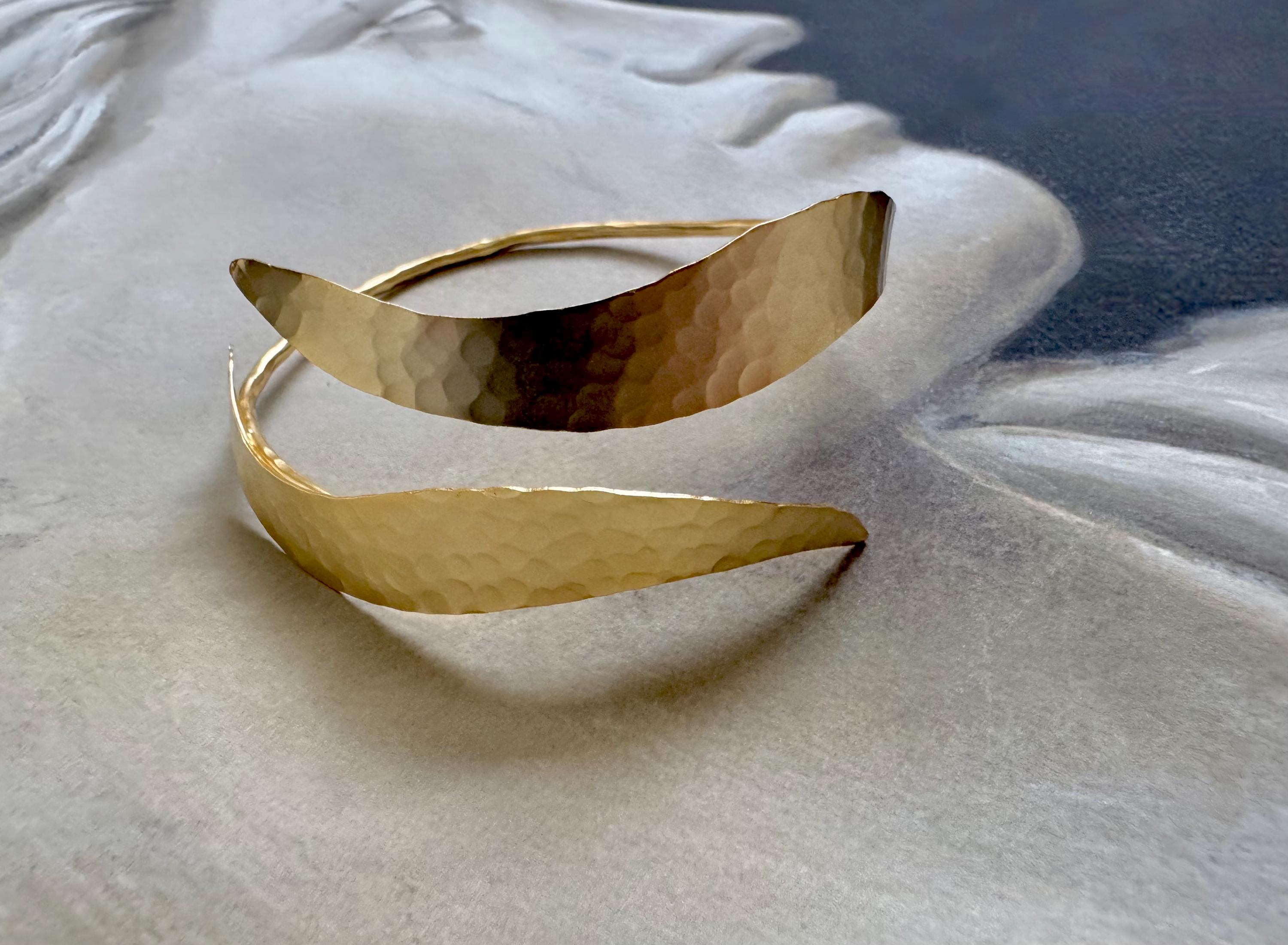 Hammered Gold Olive Leaf Upper Arm Cuff – Greek Goddess Inspired Bronze ...