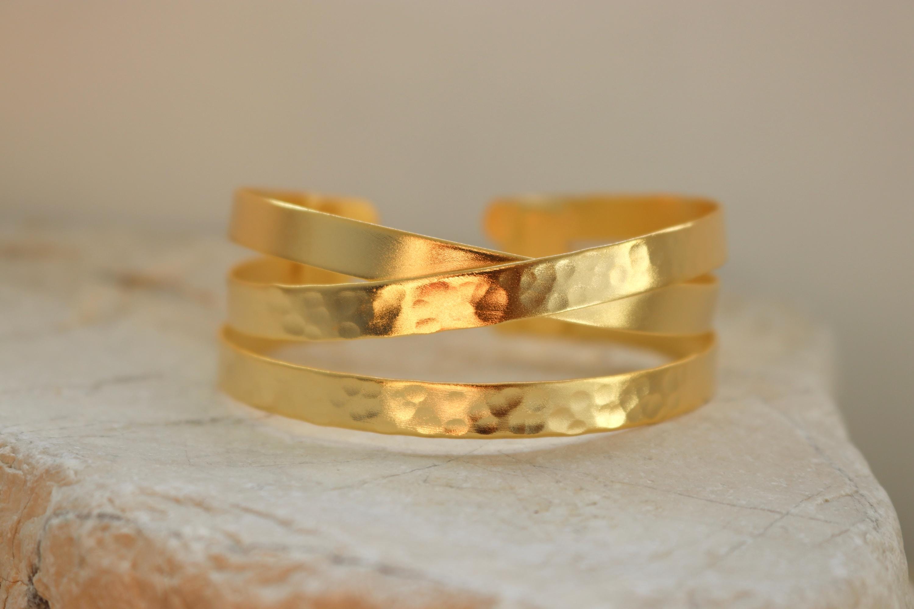 Greek Goddess 22K Hammered Gold Cuff Bracelet - Etsy