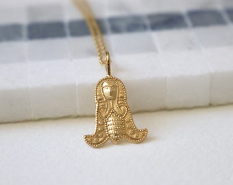 14K Gold Ancient Greek Minoan Bee Goddess Necklace - Made in Greece