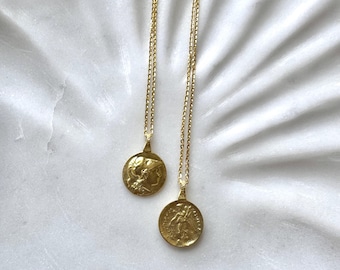 古代ギリシャの女神アテナとニケの勝利コインネックレス