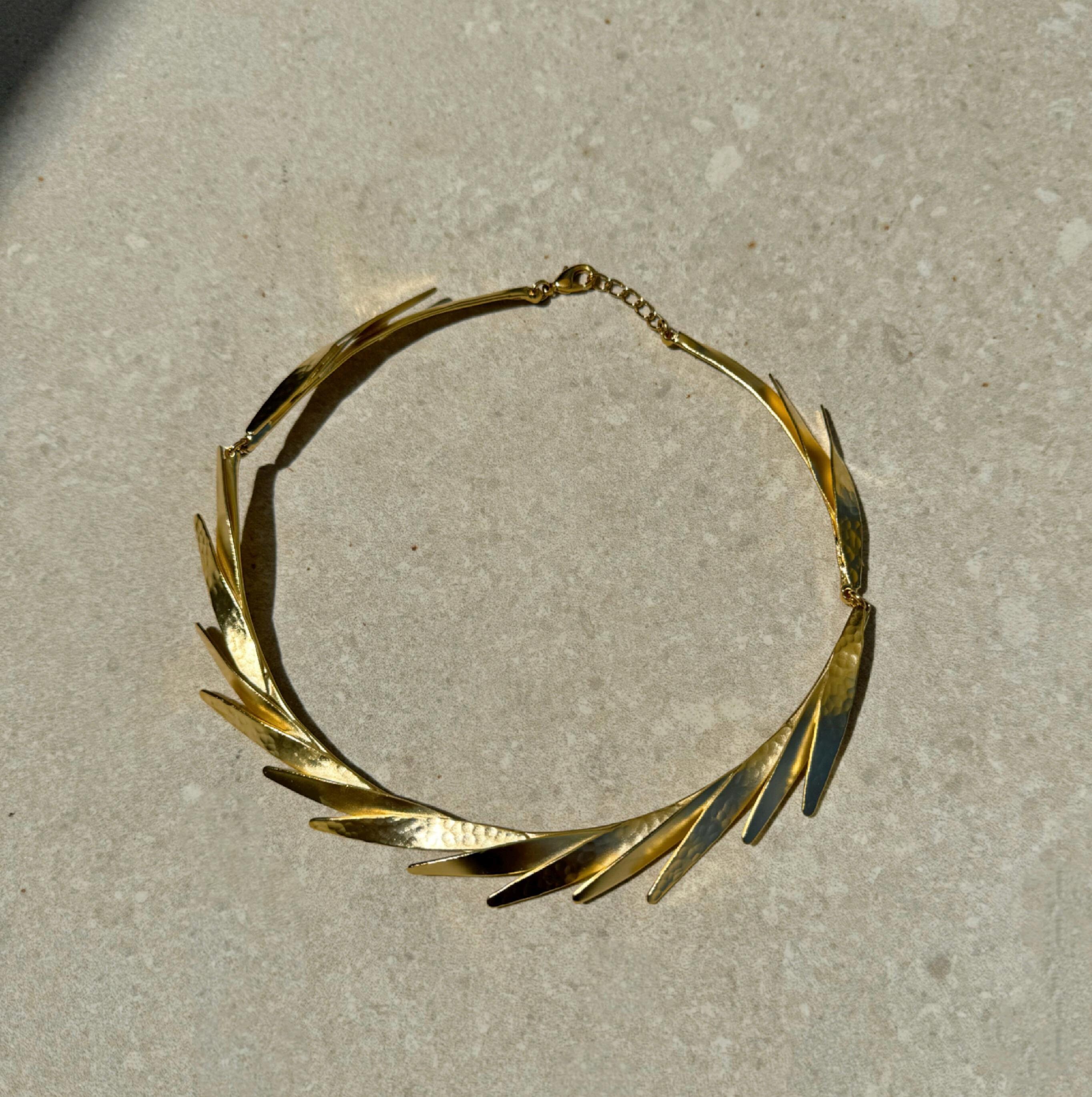 Ancient Greek Goddess Hammered Gold Olive Leaf Choker Necklace - Etsy