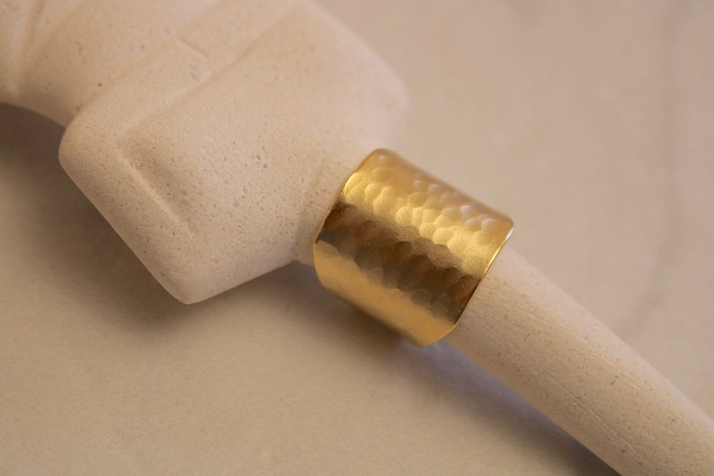22 Karat Hammered Gold Cigar Band PALLAS Ring