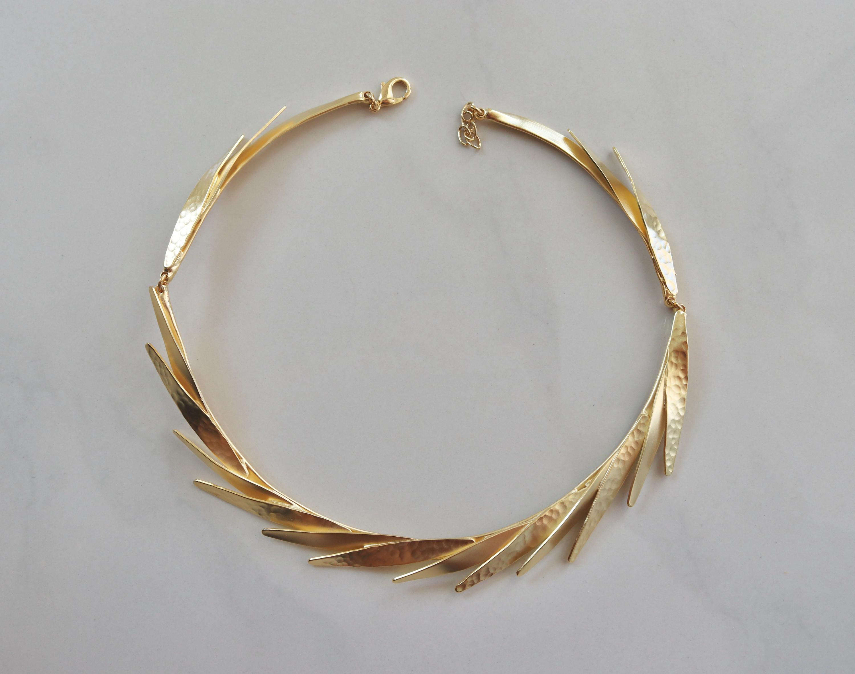 Ancient Greek Goddess Hammered Gold Olive Leaf Choker Necklace - Etsy